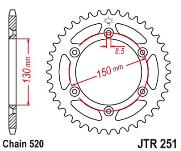 Couronne JT. acier anti-boue 251 - 520Ref : JTC00201A / 1075483001