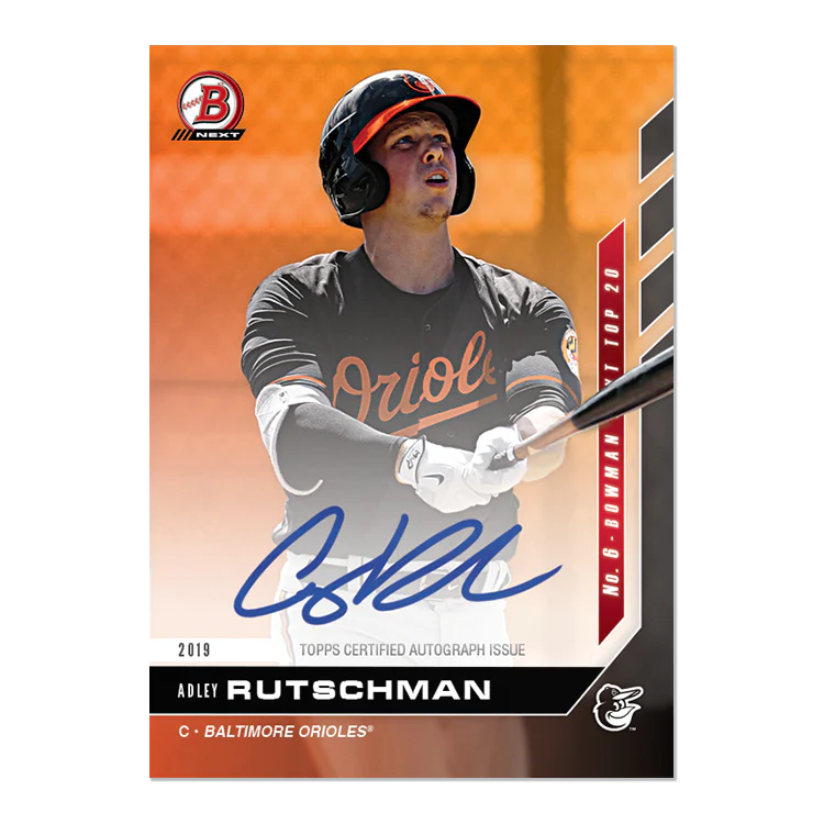 On-Card Auto # to 5 - Adley Rutschman - Bowman NEXT TOPPS NOW® Card T6E