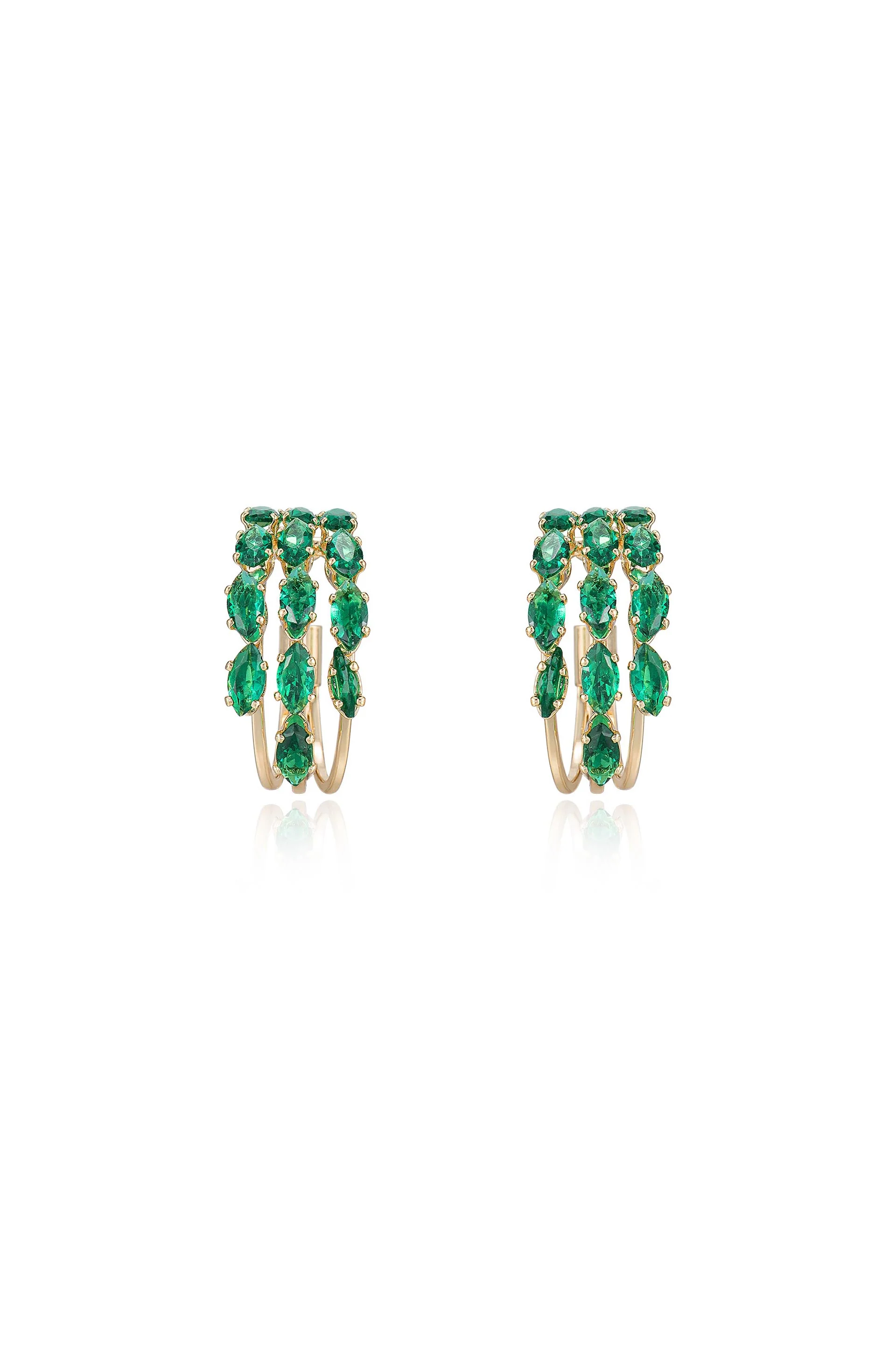 Multi-Crystal Huggie Hoop Earrings