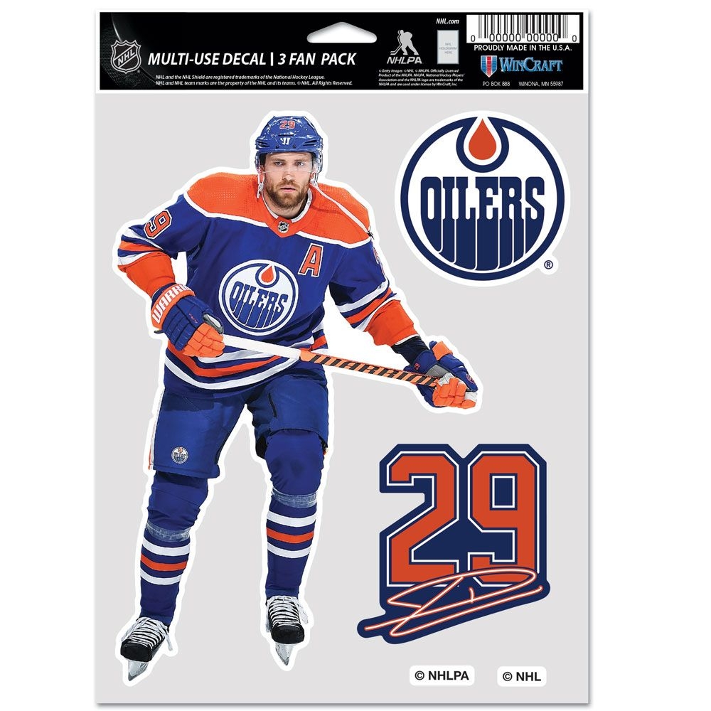 Leon Draisaitl #29 Edmonton Oilers Player NHL Decals Set (3 Pcs.)