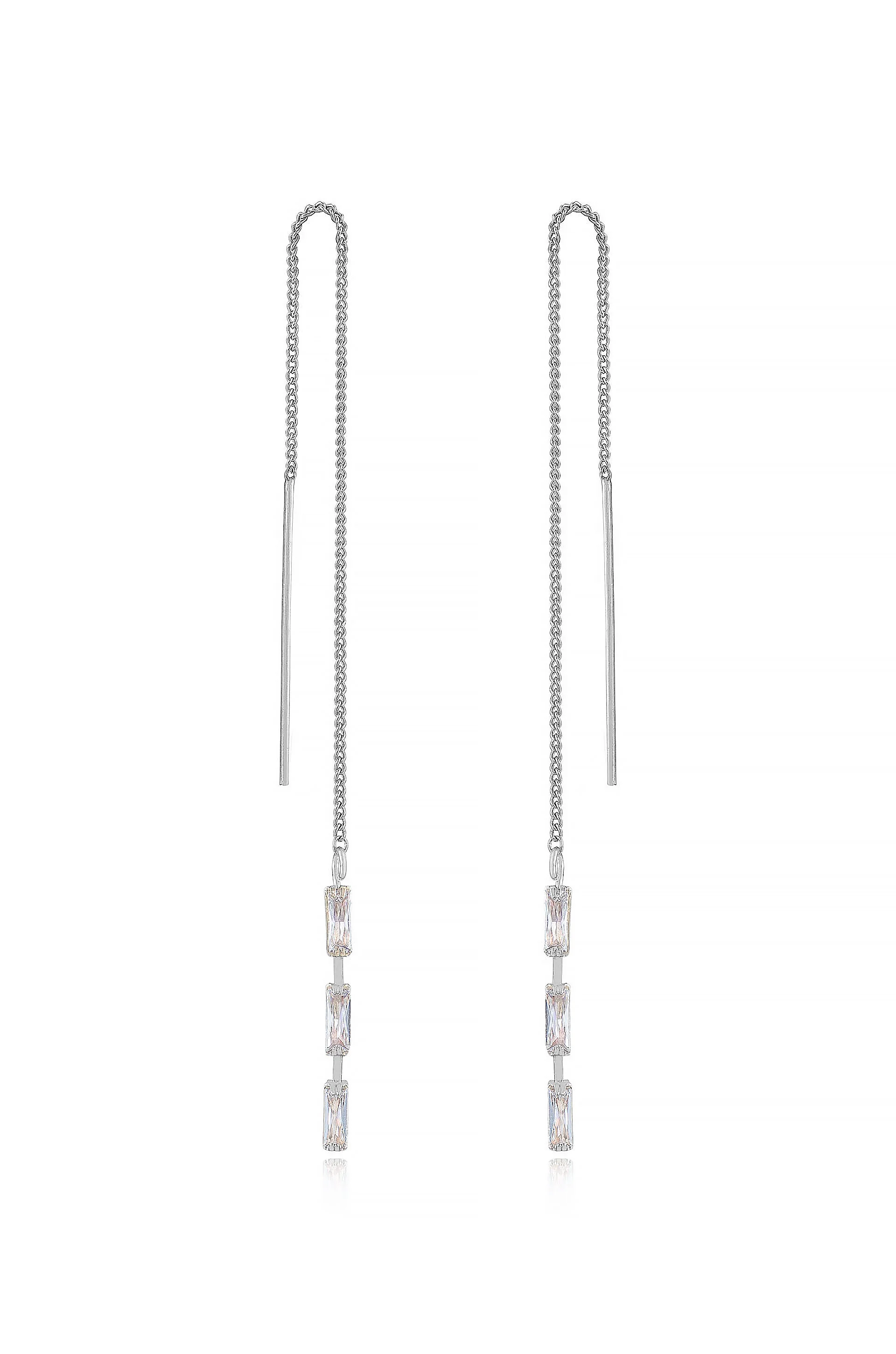 Crystal Baguette Threader Earrings