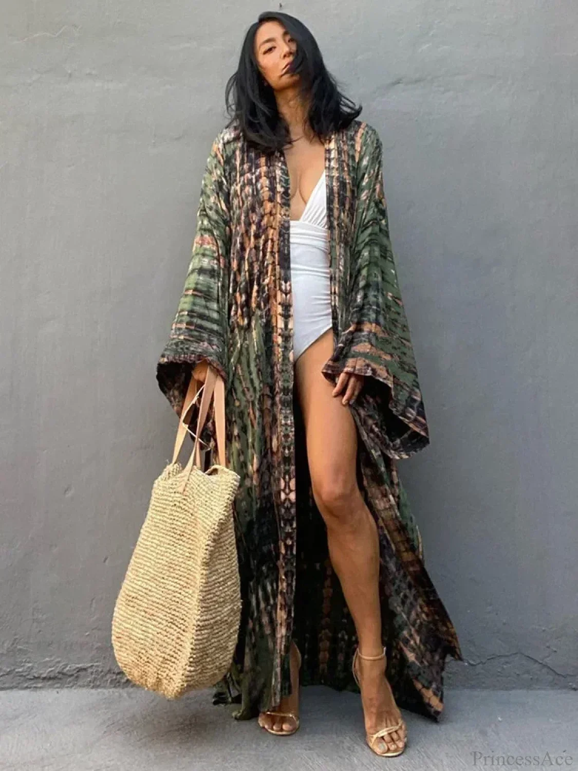 Tie Dye V-Neck Beach Cover Up