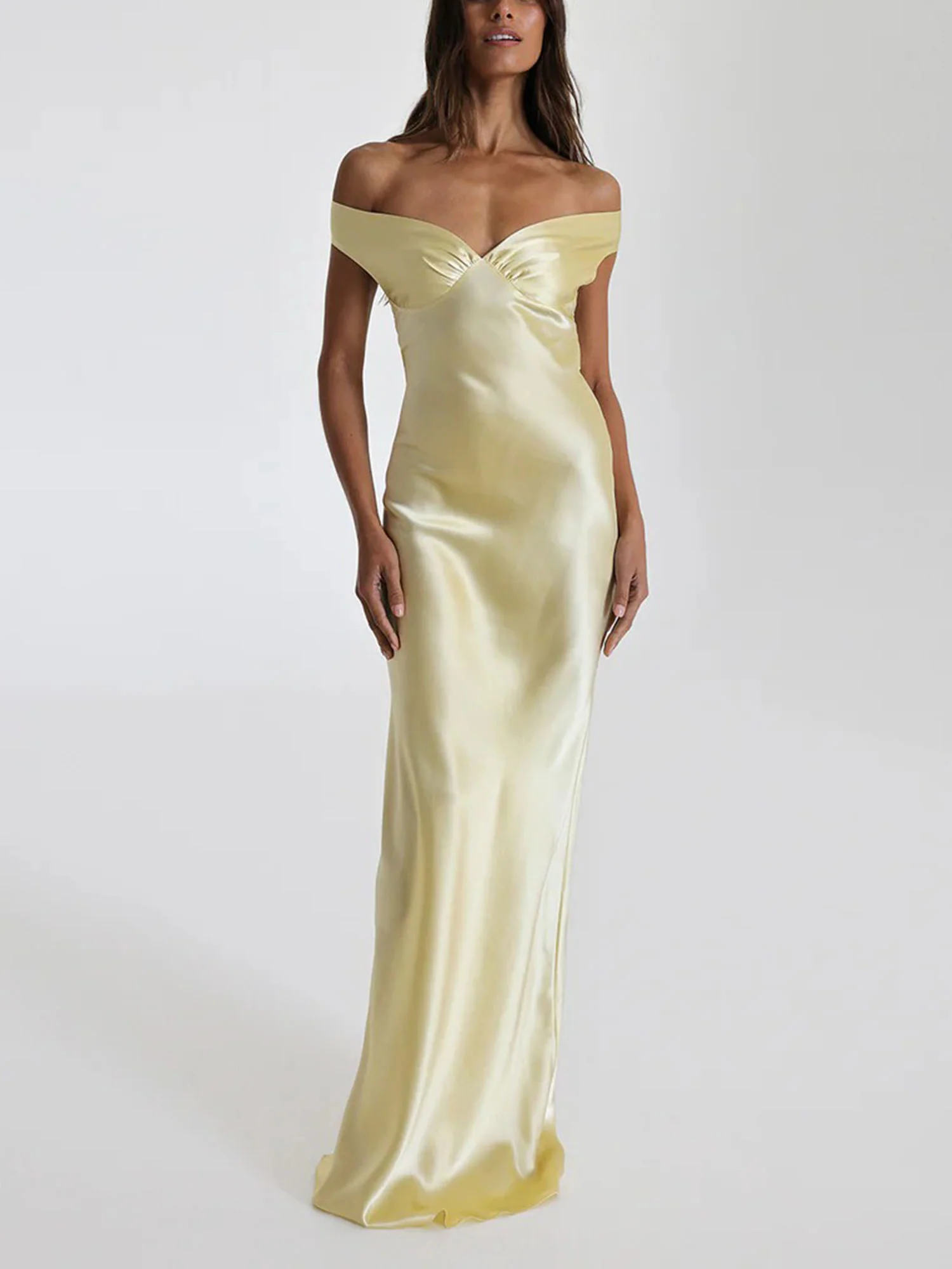 Yellow Off-Shoulder Maxi Dress
