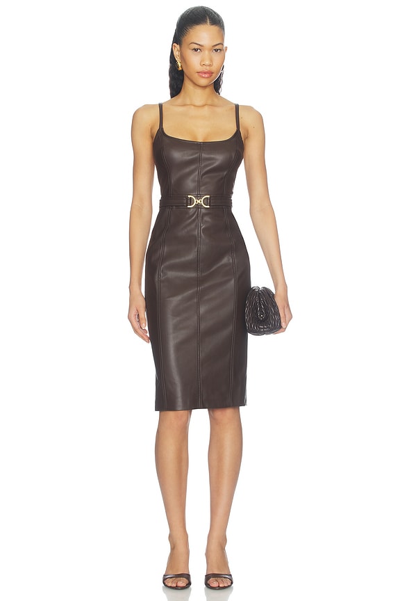 L'AGENCE Halia Buckle Midi Dress