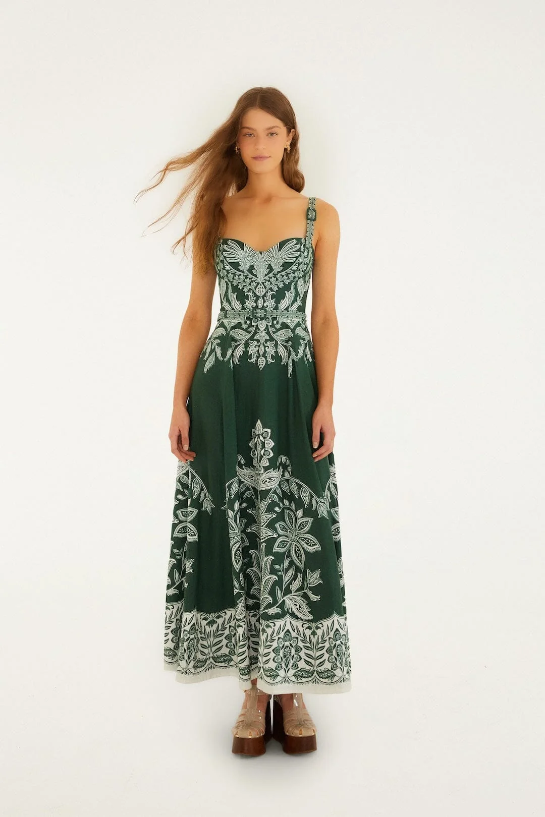 Dark Green Miranda Buckles Maxi Dress