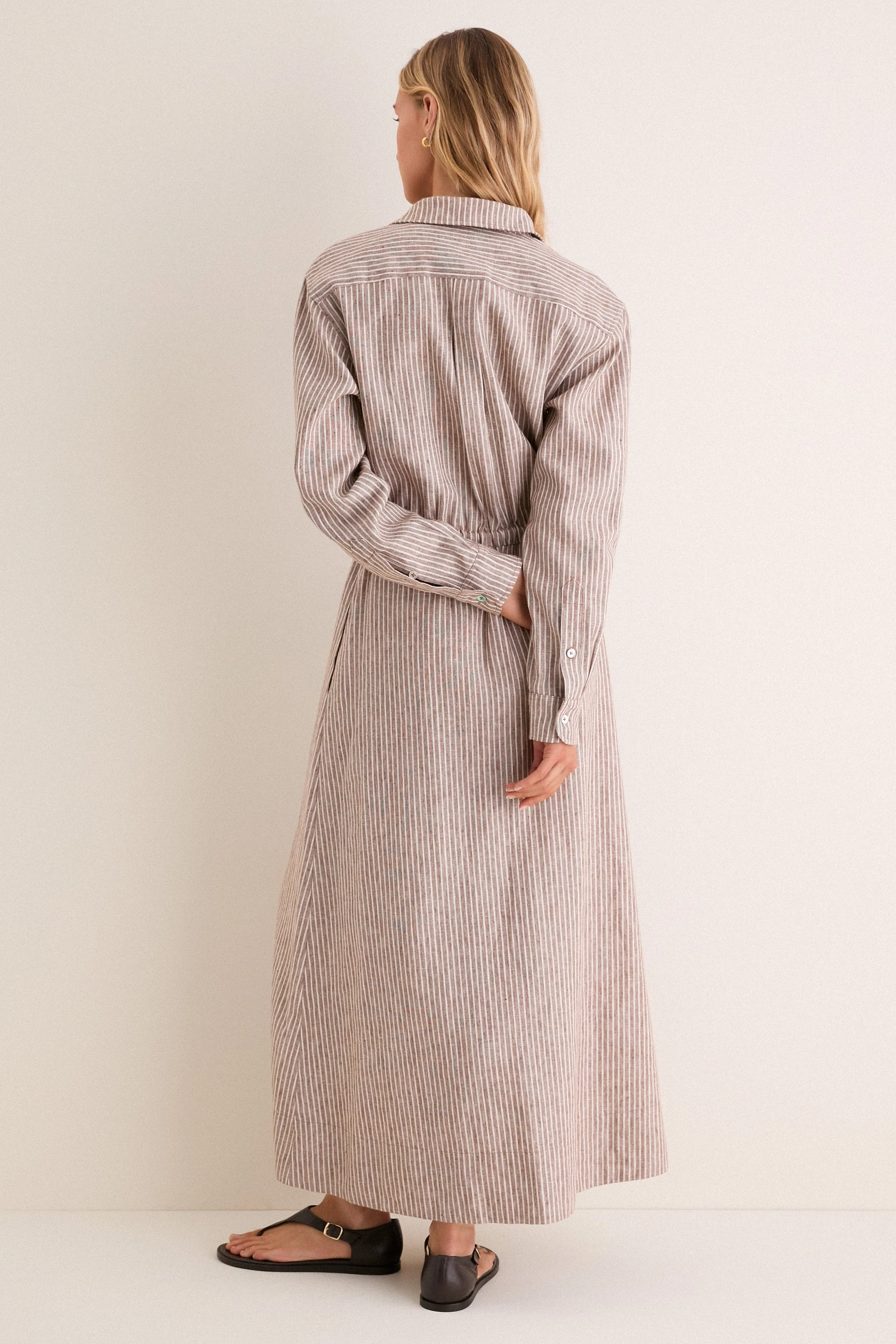 Cafe Stripe Linen Julien Shirt Dress