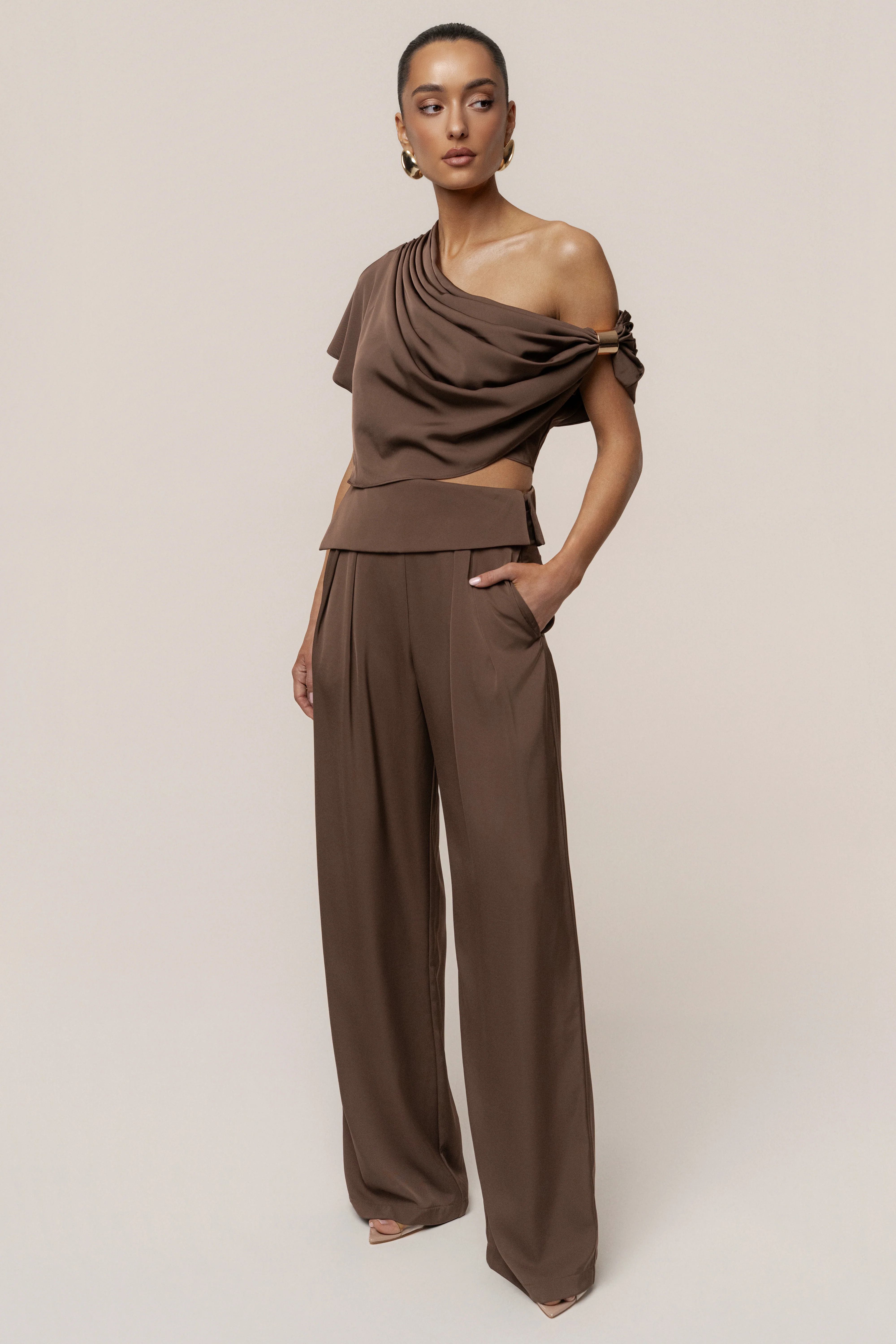 Chocolate Gleam and Glow Satin Top