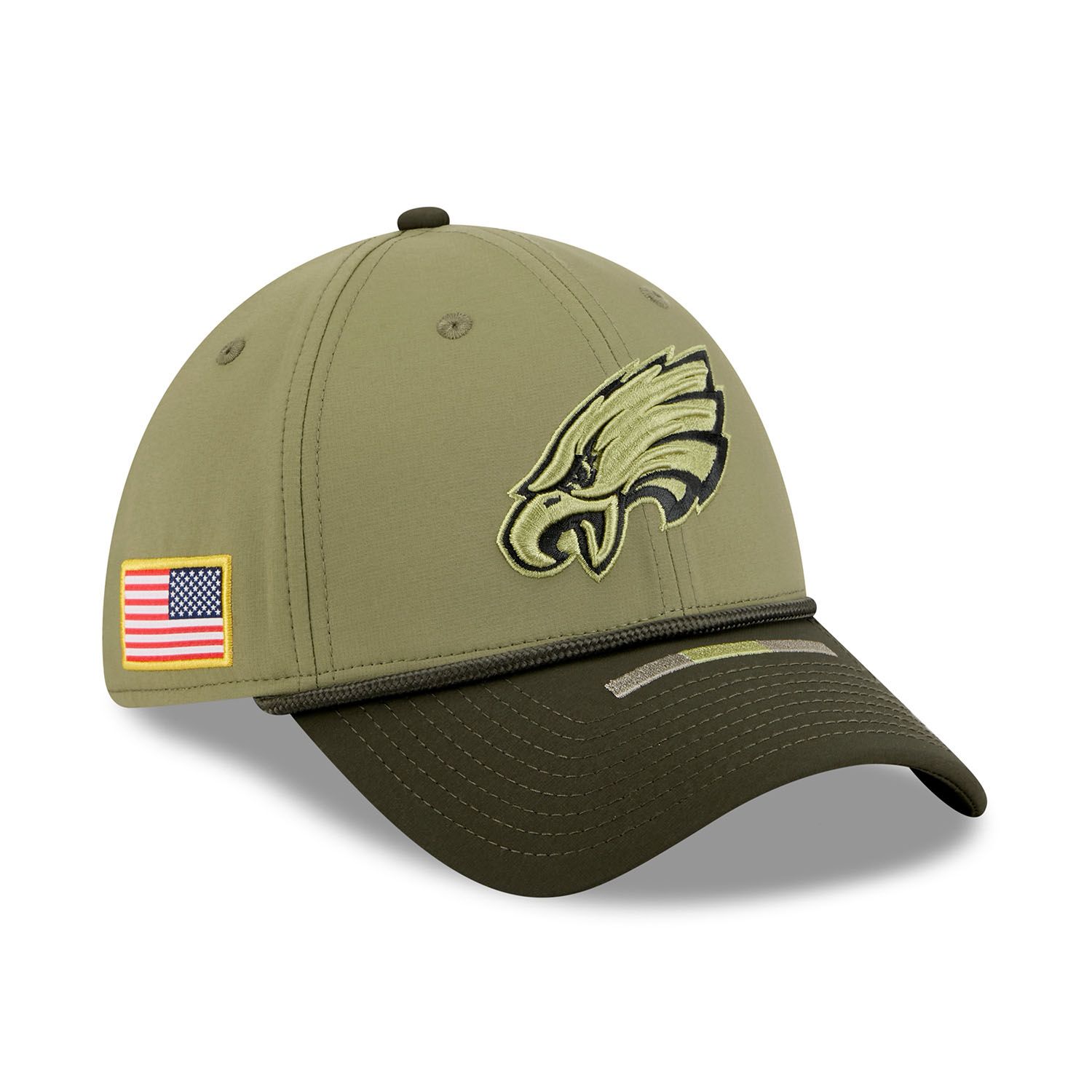 Philadelphia Eagles 2025 NFL Salute to Service 39THIRTY Flex Cap Olive