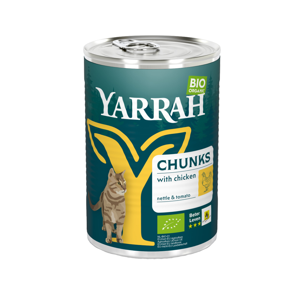 Yarrah Bio Chunks Cat Food - Can - Chicken - 12 x 405g