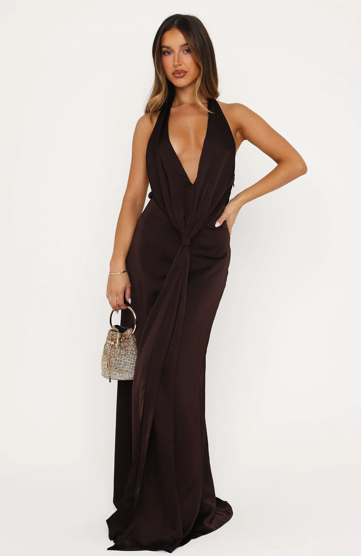 Delicate Delight Maxi Dress Chocolate