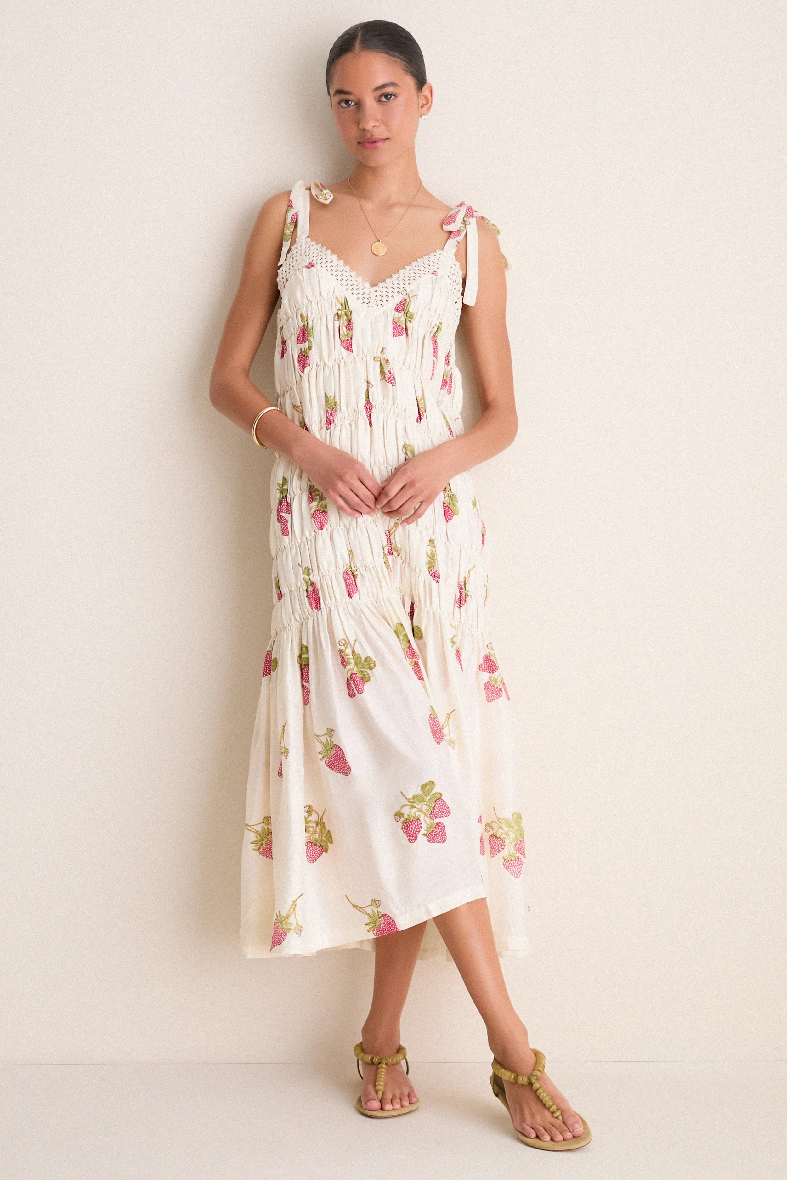 Off White Ellina Strawberry Dot Dress