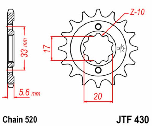 JT. Standard Steel Countershaft Sprocket 430 - 520Ref: JTC01402A / 1077388002