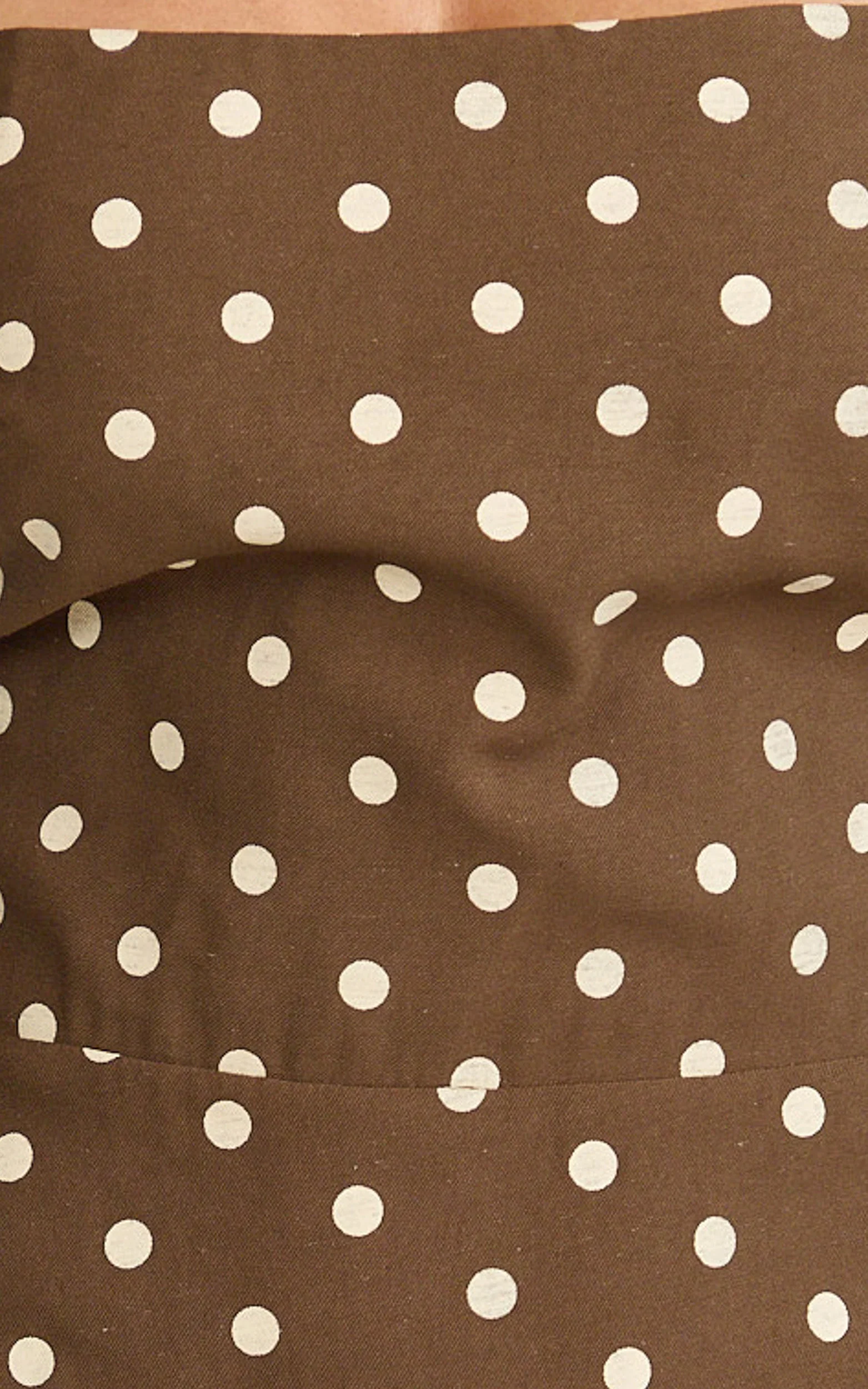 Leighton Maxi Dress - Cross Over Spaghetti Straps Square Neck A Line Dress in Choc/Cream Polka Dot