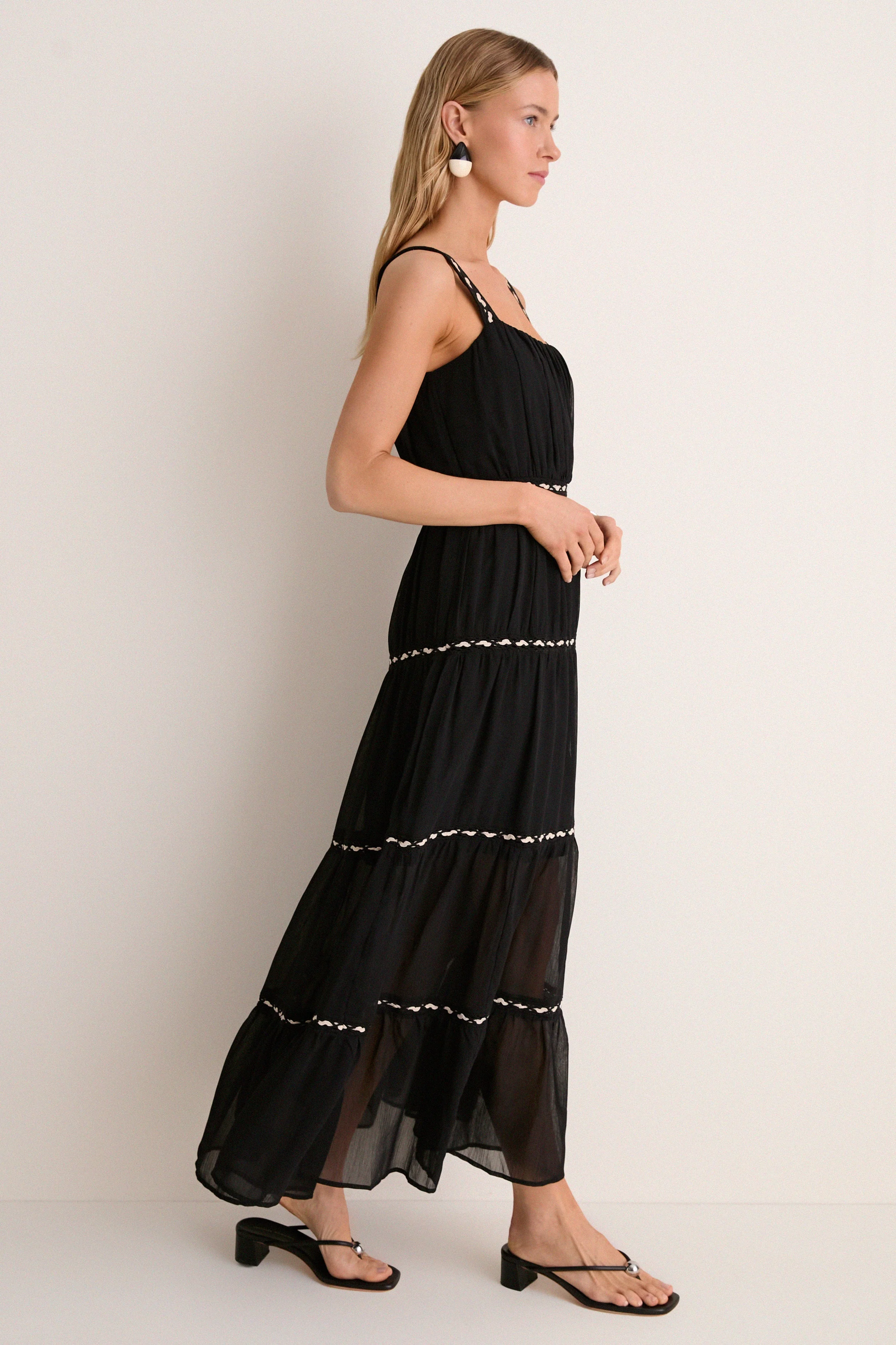 Black Smocked Ric Rac Sabina Dress