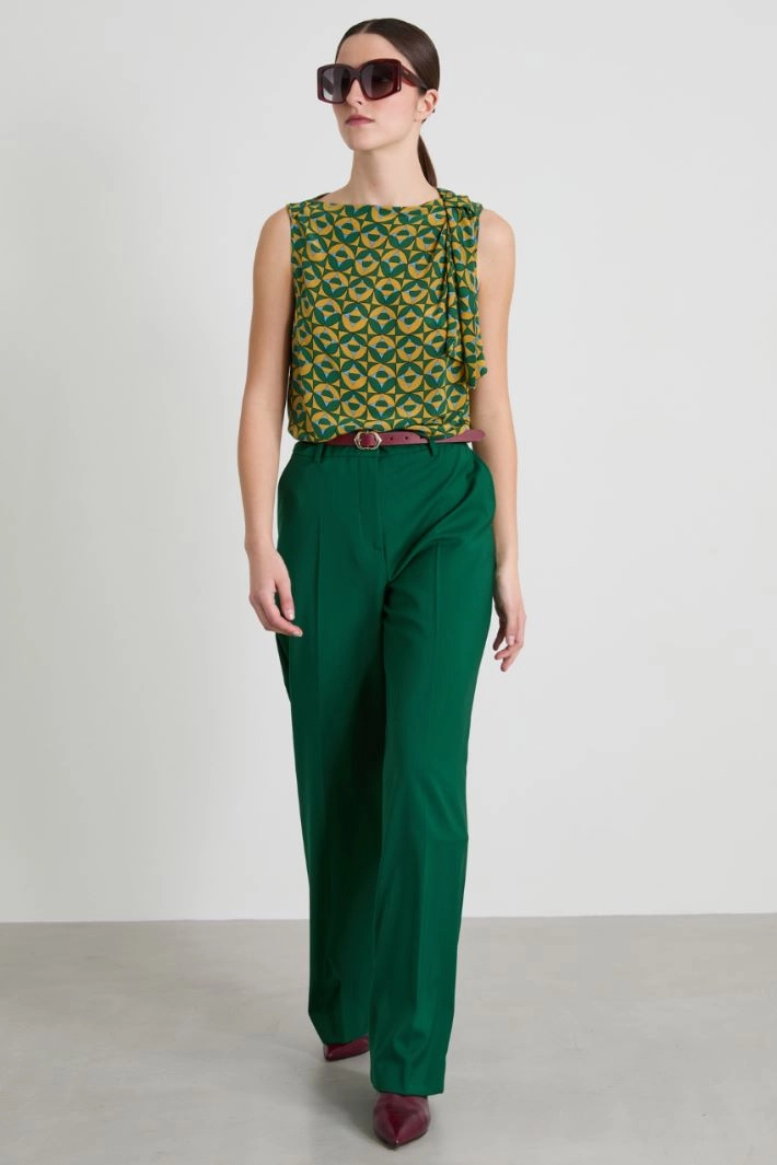 Knot-detailed top - GREEN YELLOW