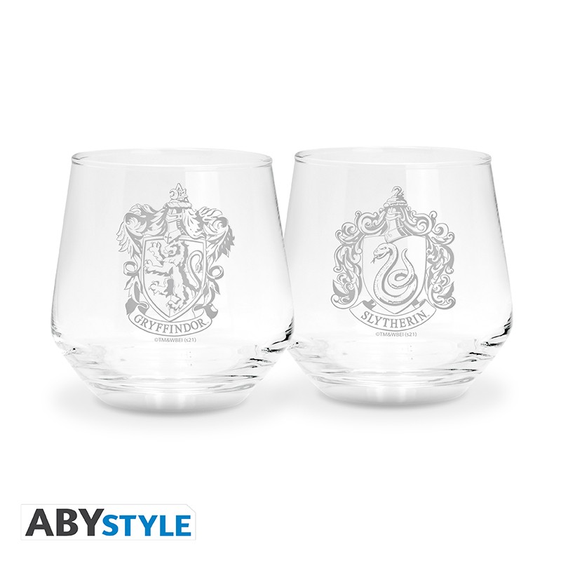 HARRY POTTER 2 Glass Set Gryffindor & Slytherin