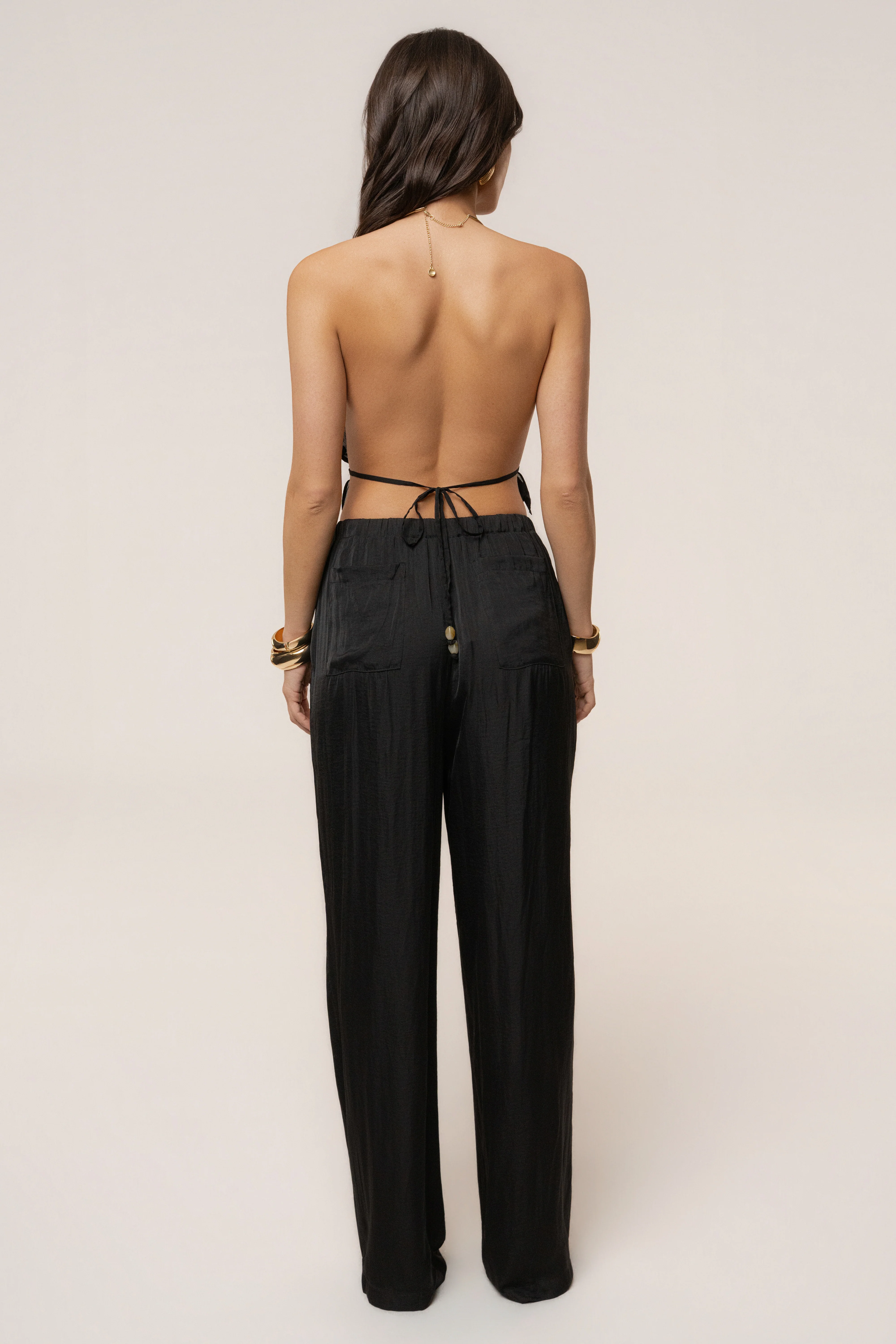 Black Moonlit Coast Halter Top