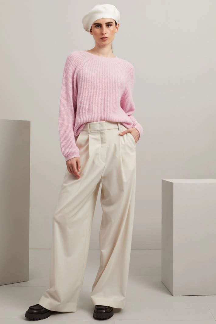 Wool canvas trousers - IVORY