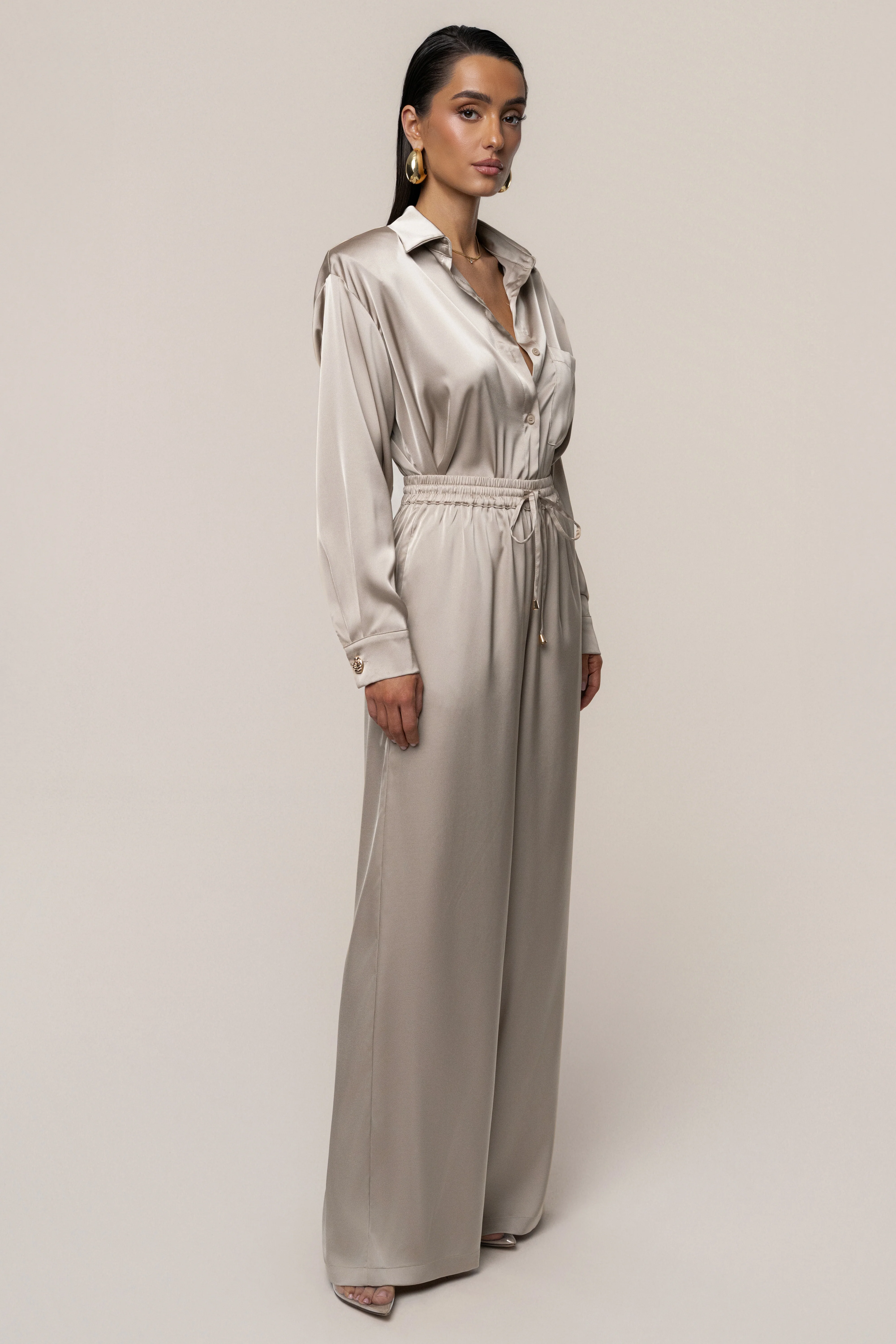 Beige Sunny Day Drawstring Pants