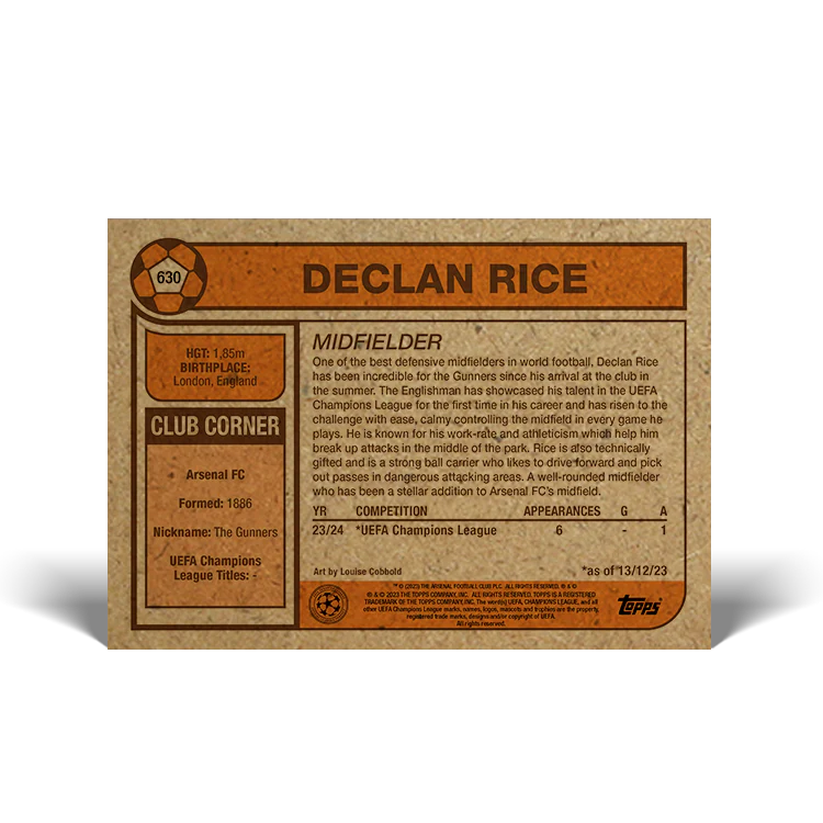 Topps UK - UCC Living Set Card #630 - Declan Rice