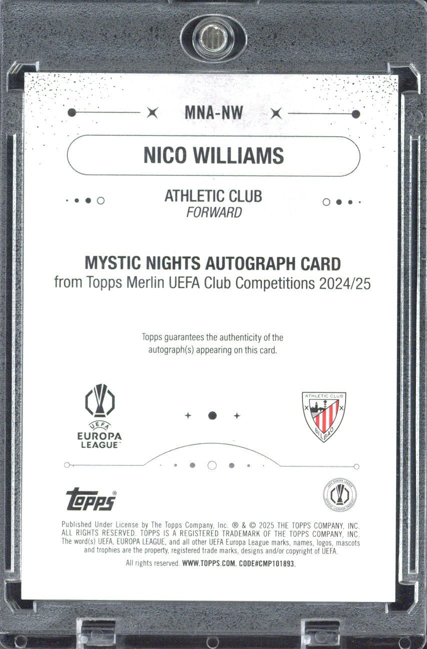 2024-25 Topps Merlin UCC Nico Williams Mystic Nights Autograph /25 #MNA-NW