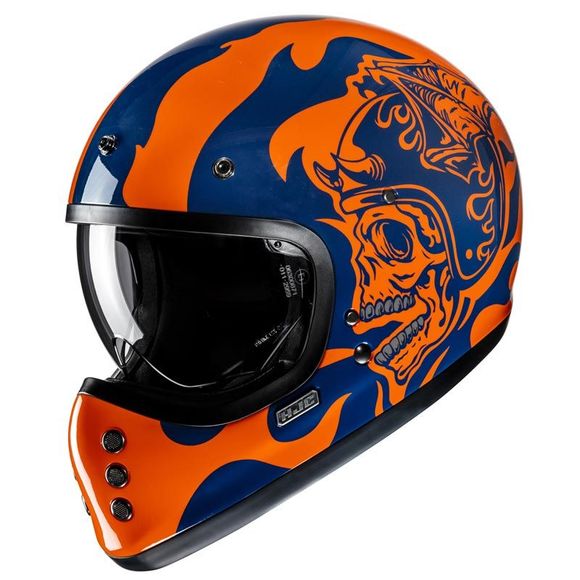 Casque intégral HJC V60 - FLAME - Bleu / OrangeRef : HJ1323
