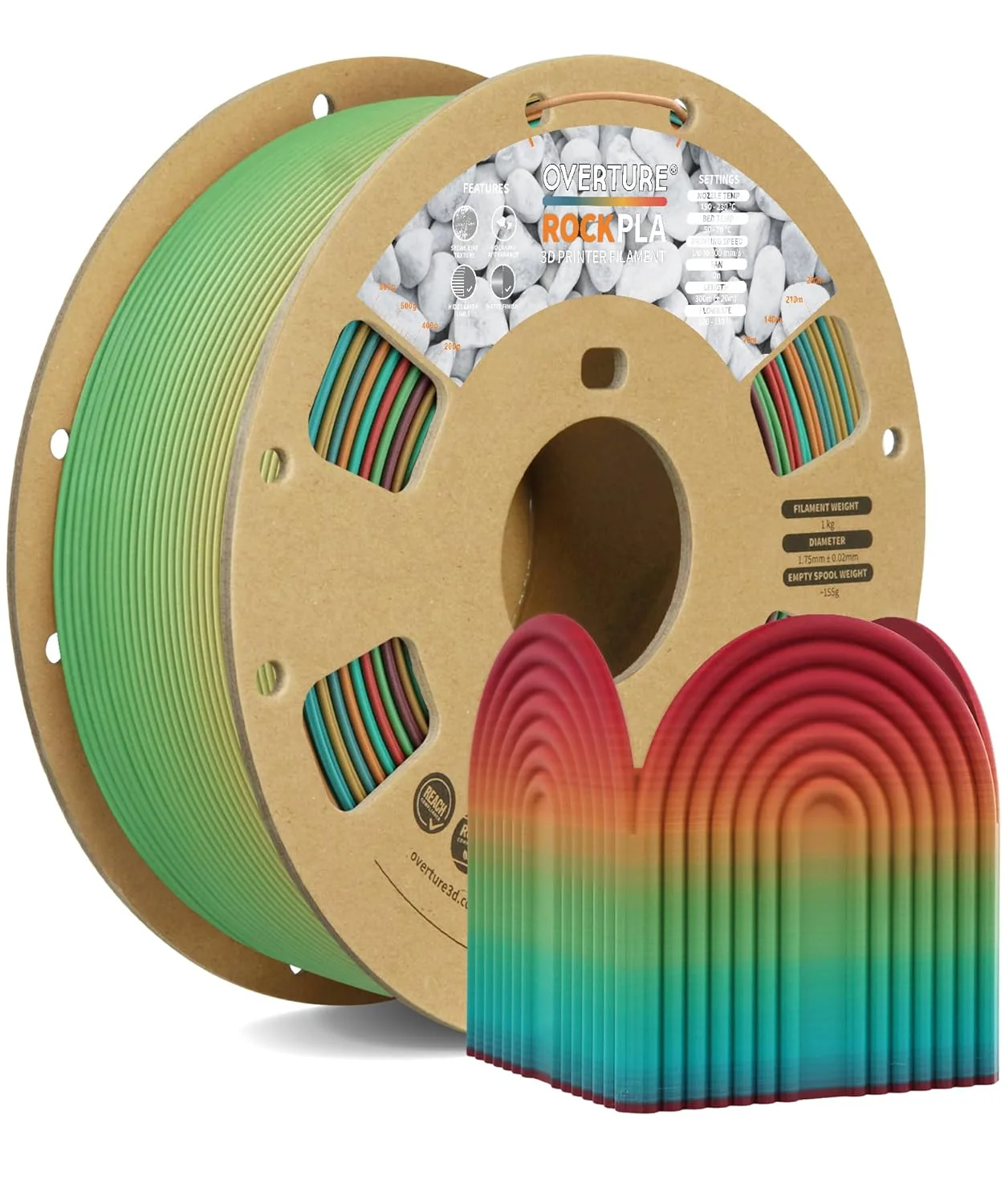 Overture Rock PLA 3D Printer Filament 1.75mm
