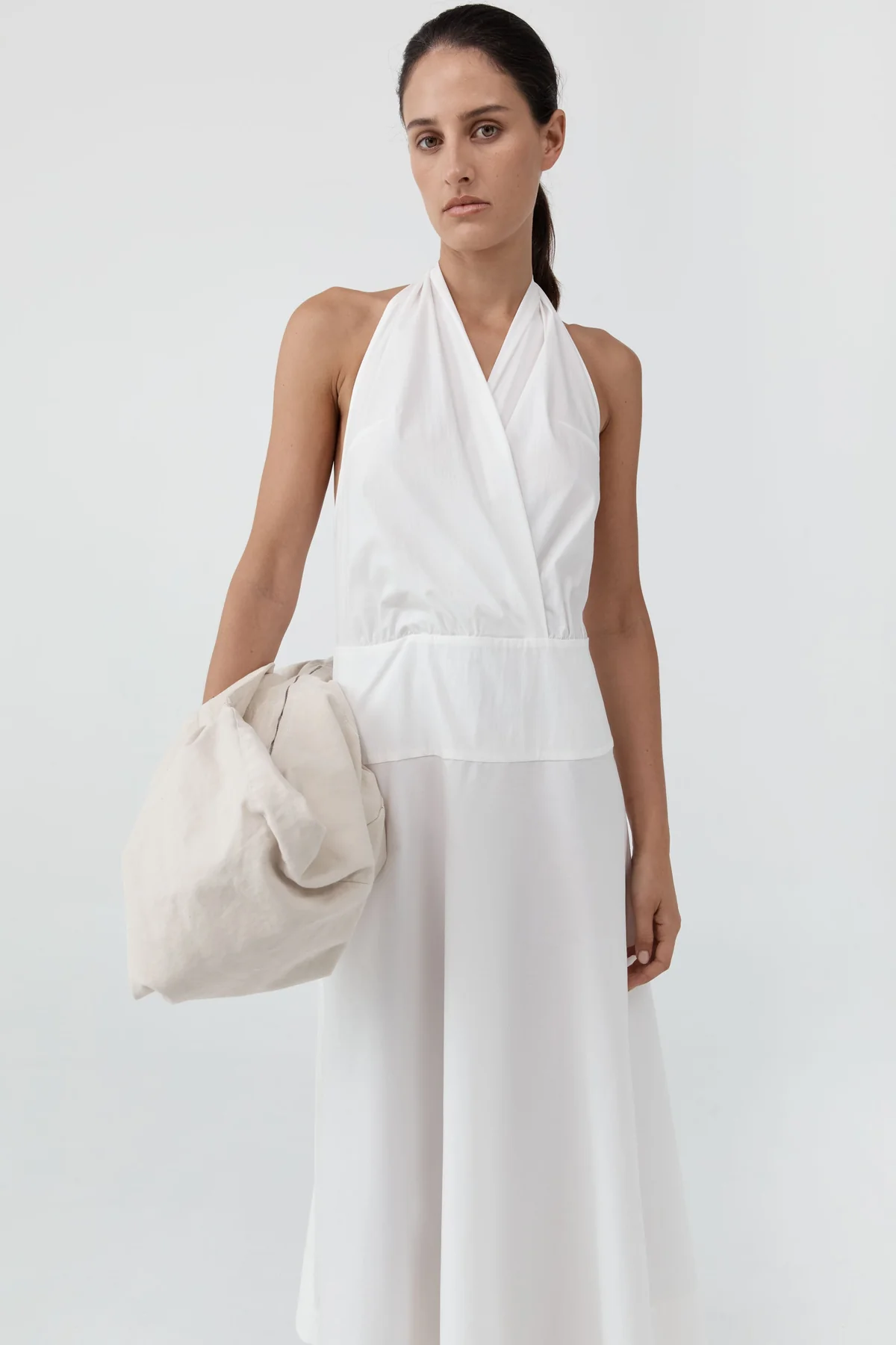 Halter Circle Hem Dress - Off White