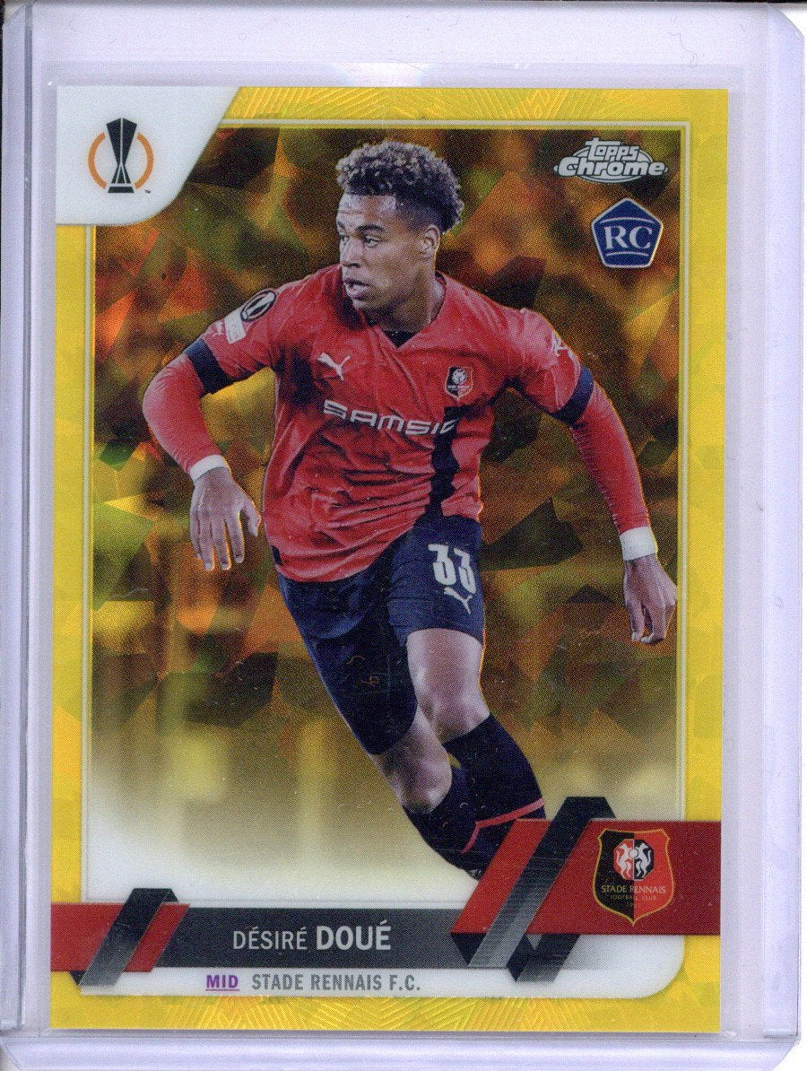 2023 Topps Chrome Sapphire Desire Doue RC Yellow 86/99 Rennais PSG France