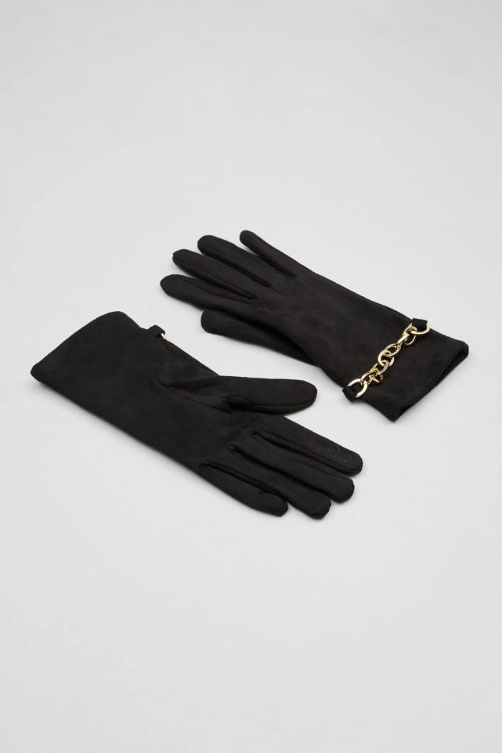Chain-detailled gloves - BLACK