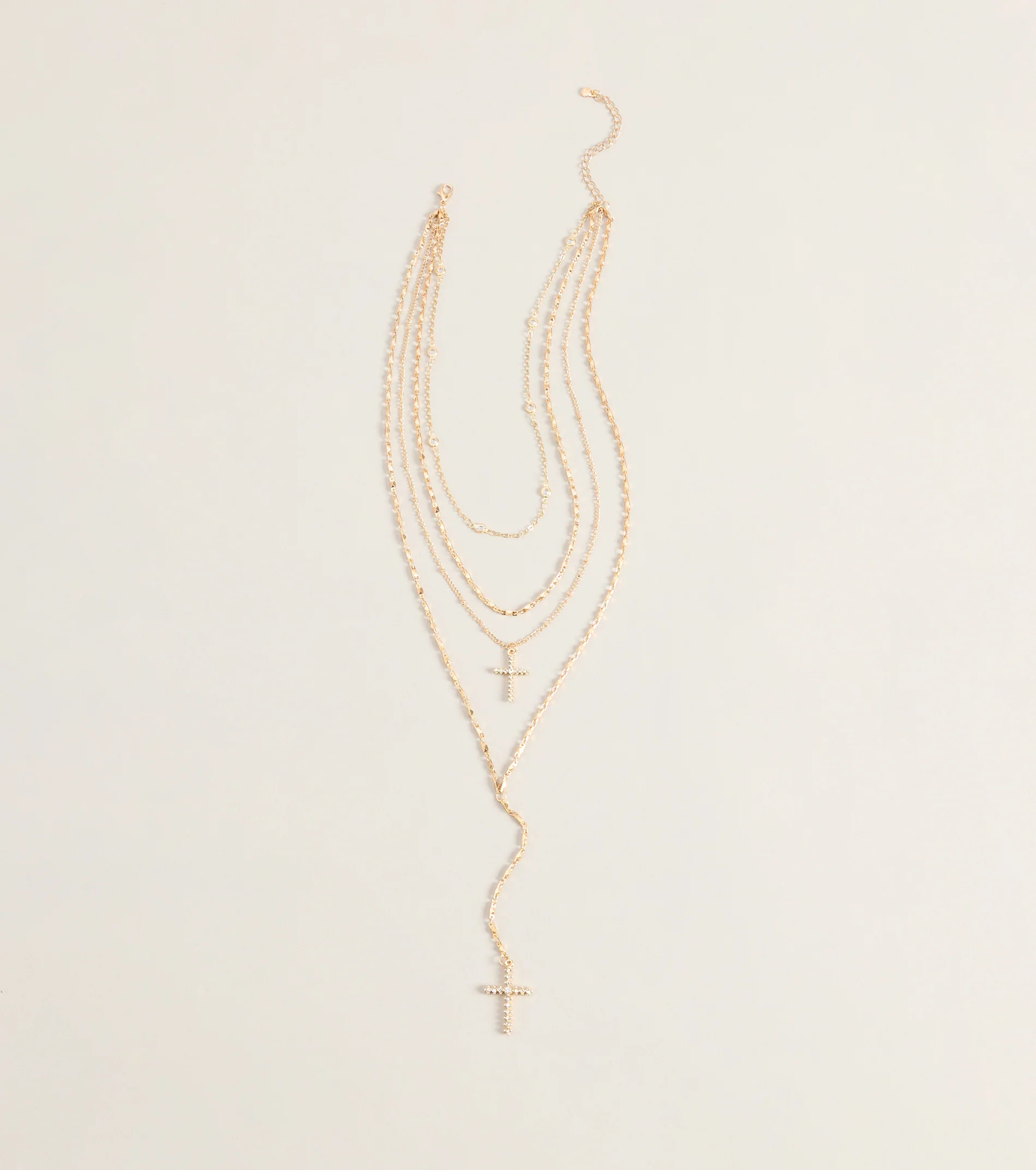 Chic And Styled Cross Charm Layered Necklace