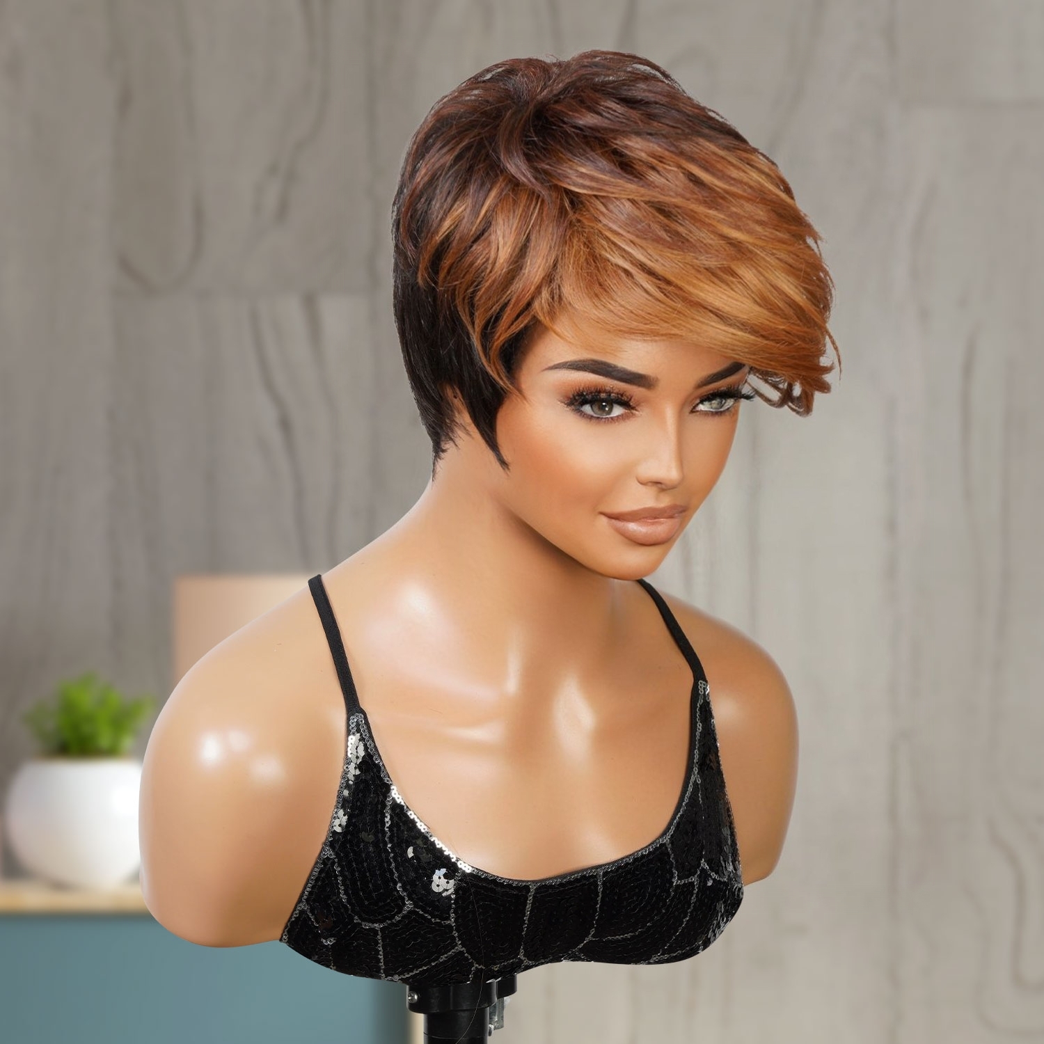 Feathered Pixie Wig Pazazz Viola