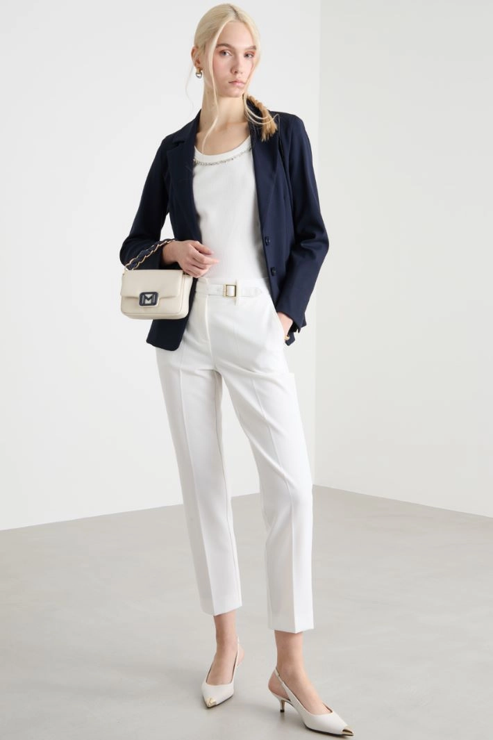 Belted cigarette trousers - WHITE