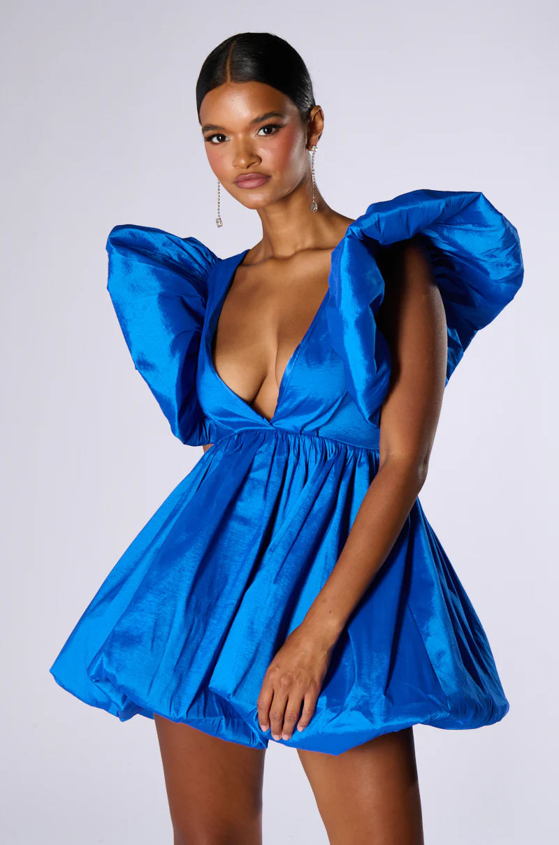 Clementine Butterfly Sleeve Mini Puff Dress
