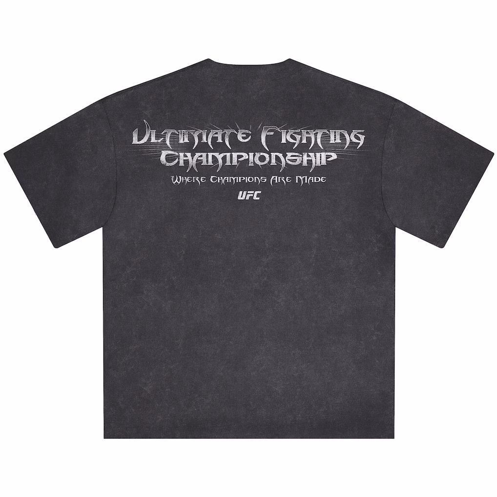 Men's Heather Black UFC Pow Snow Wash T-Shirt