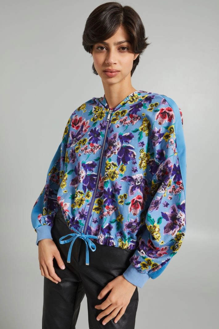 Patterned zip sweatshirt - LIGHT BLUE VIOLET