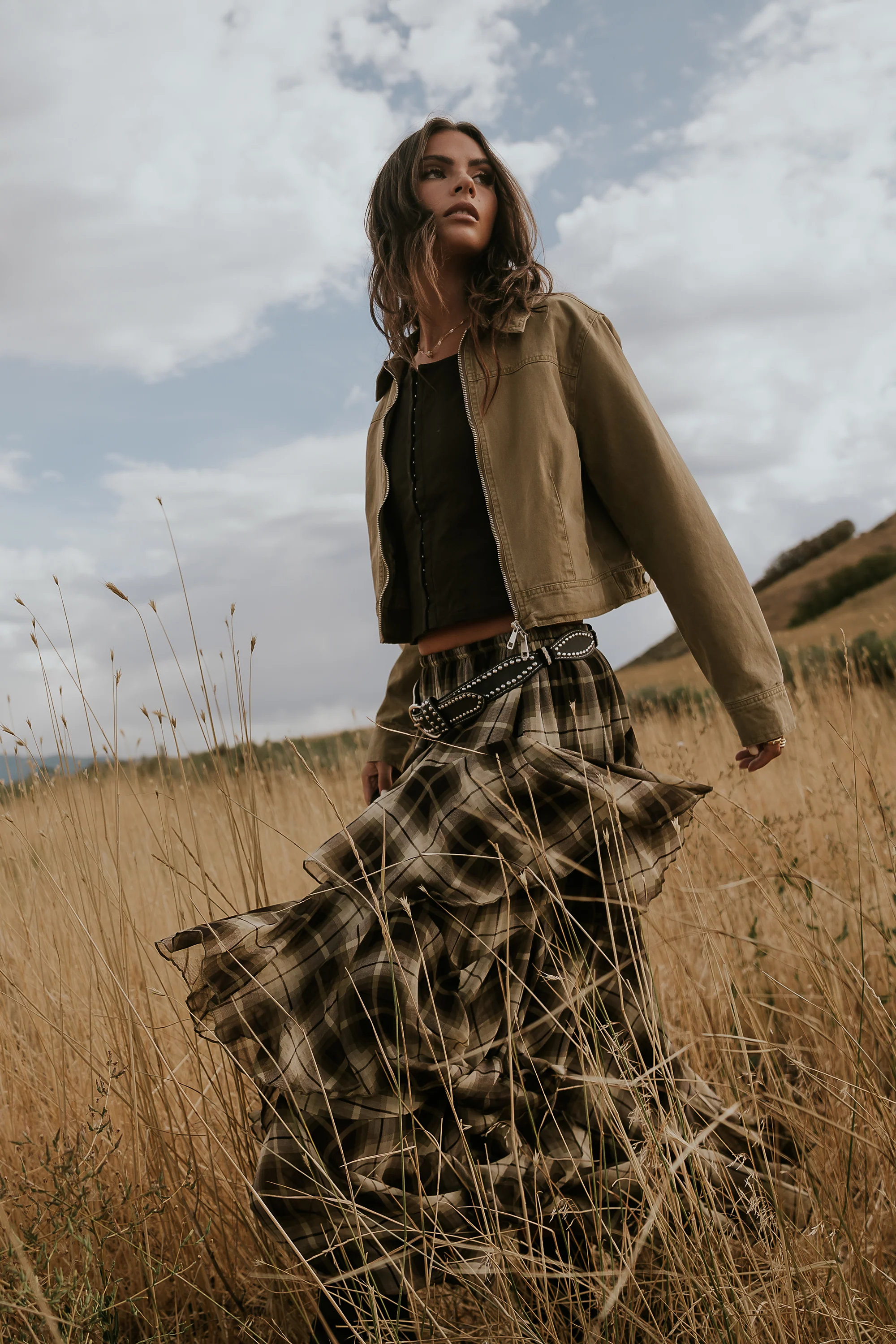 Sutton Denim Top in Brown