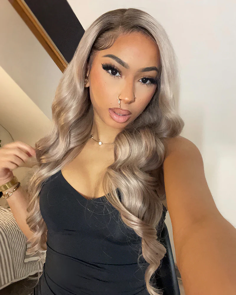 Ophirawig 13x4 Frontal Lace Ash Blonde Ombre Loose Body Wave Wig Beginner Friendly