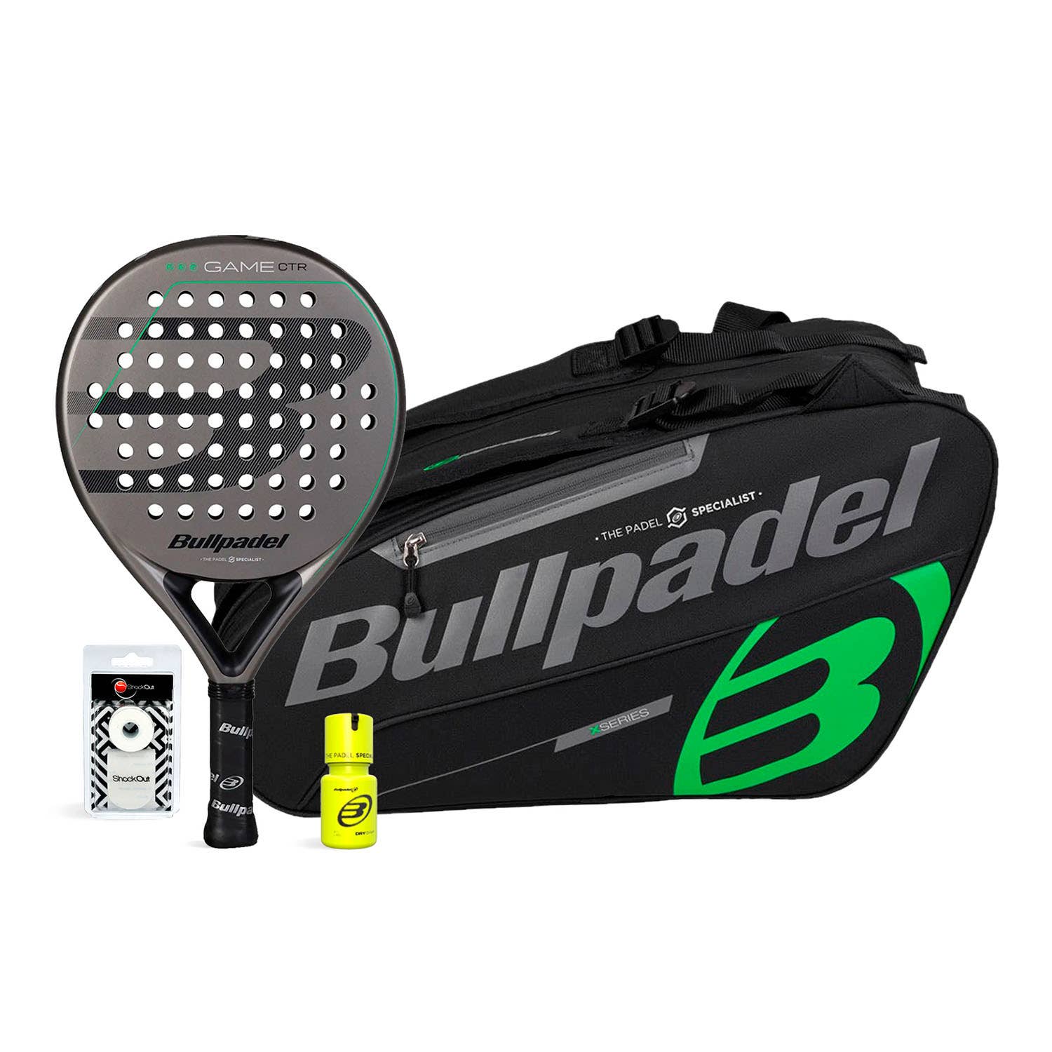 BULLPDEL GAME CTR GRAY PADELBAG BLACK DRY GRIP