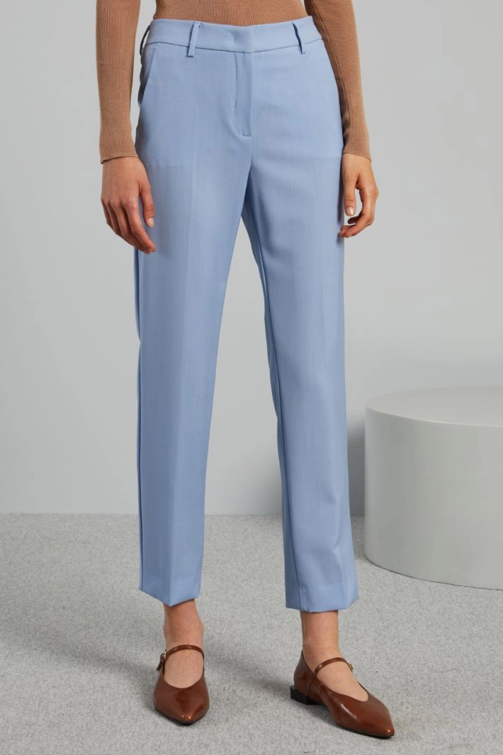 Wool cigarette-cut trousers - PALE BLUE