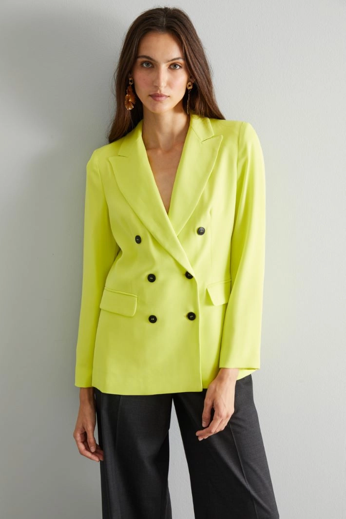 Double-breasted cady blazer - ACID GREEN