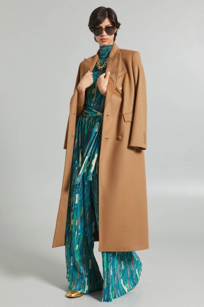 Wool double-breasted coat - CAMEL