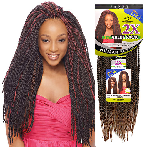 Janet Collection Synthetic Kanekalon Crochet Braids Noir 2X Tantalizing Twist Braid 18