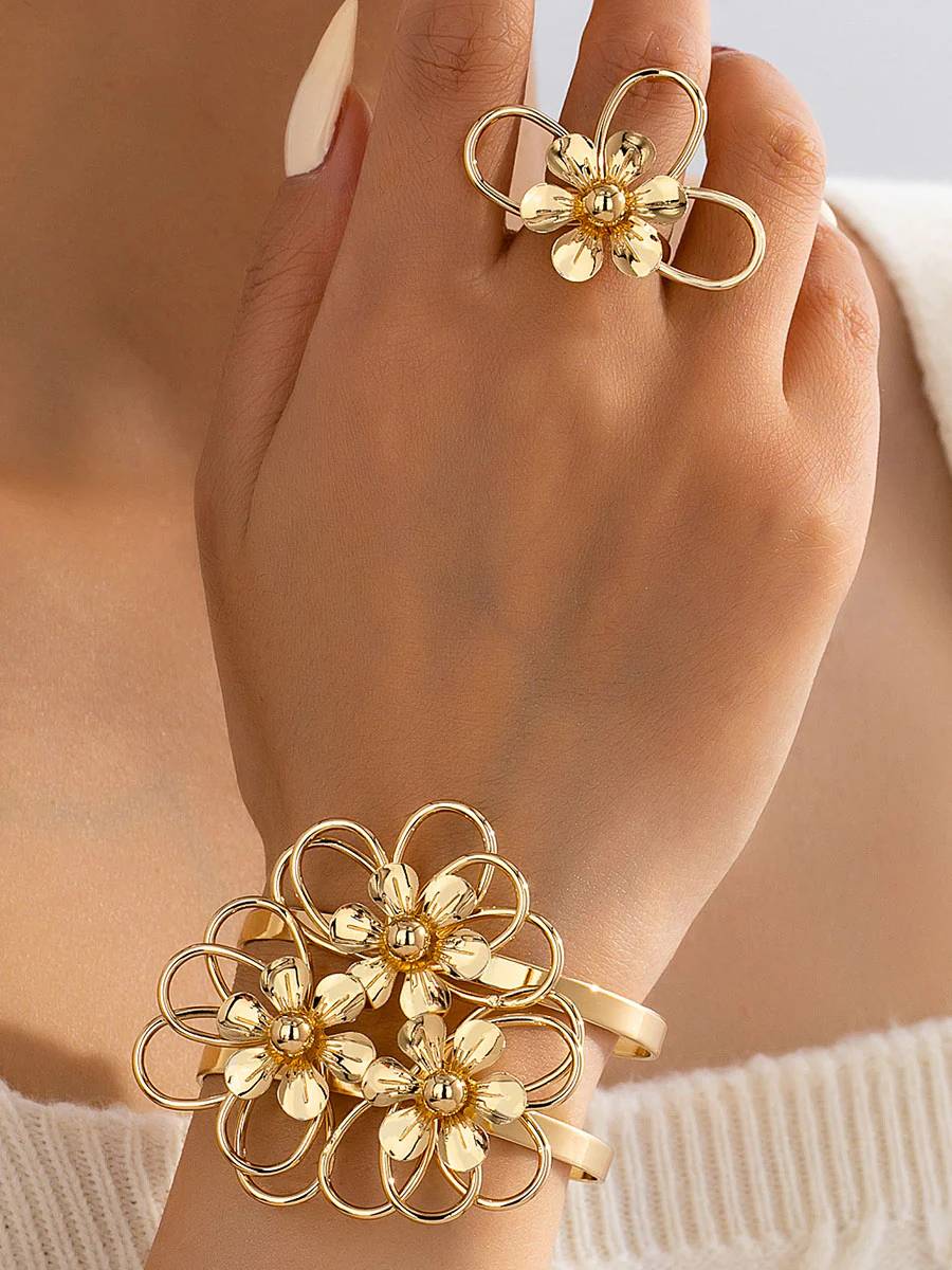 Flower Shape Hollow Bracelet Accessories Rings Accessories