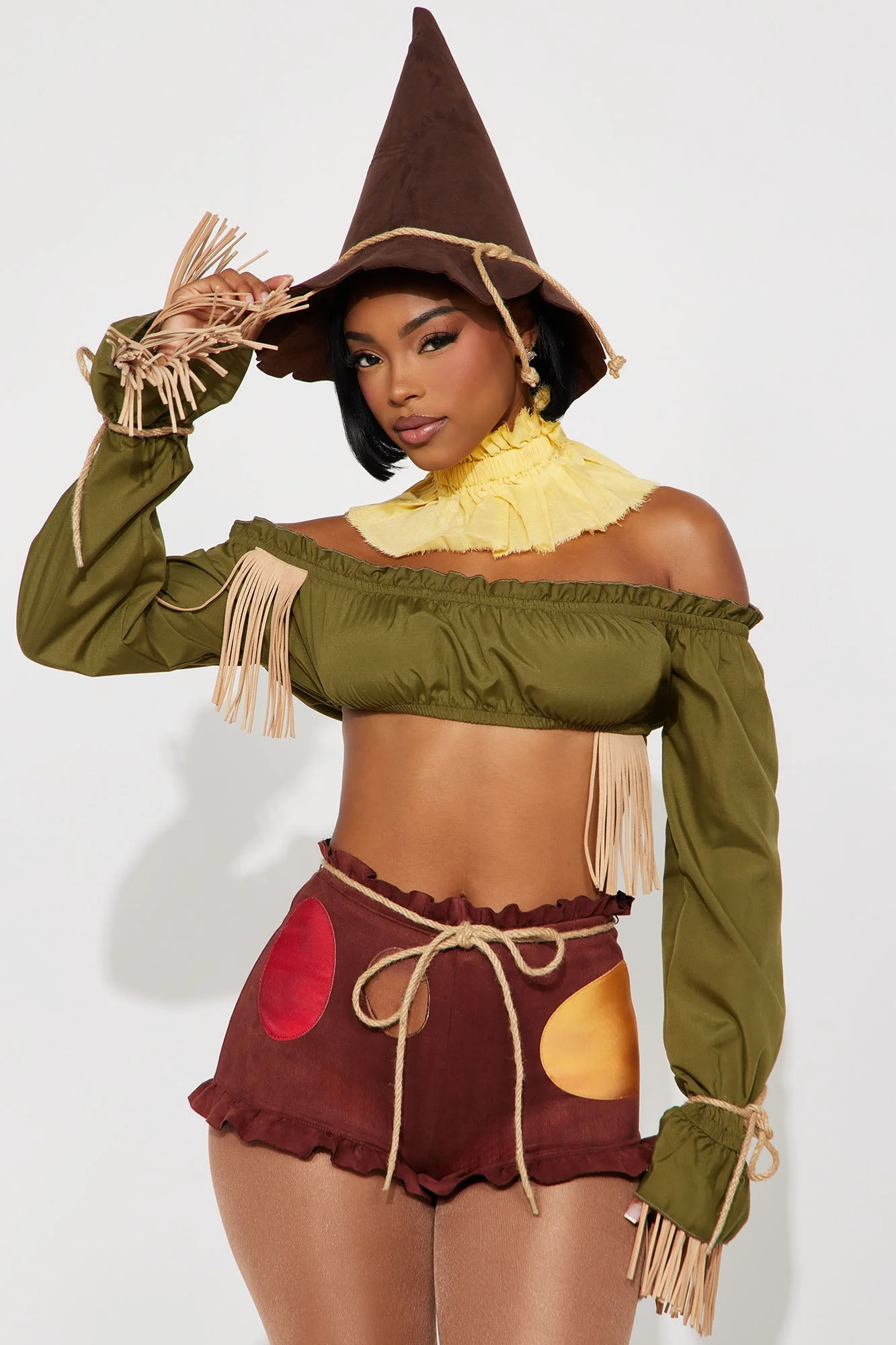 Sinister Scarecrow Cutie 6 Piece Costume Set - Brown/combo