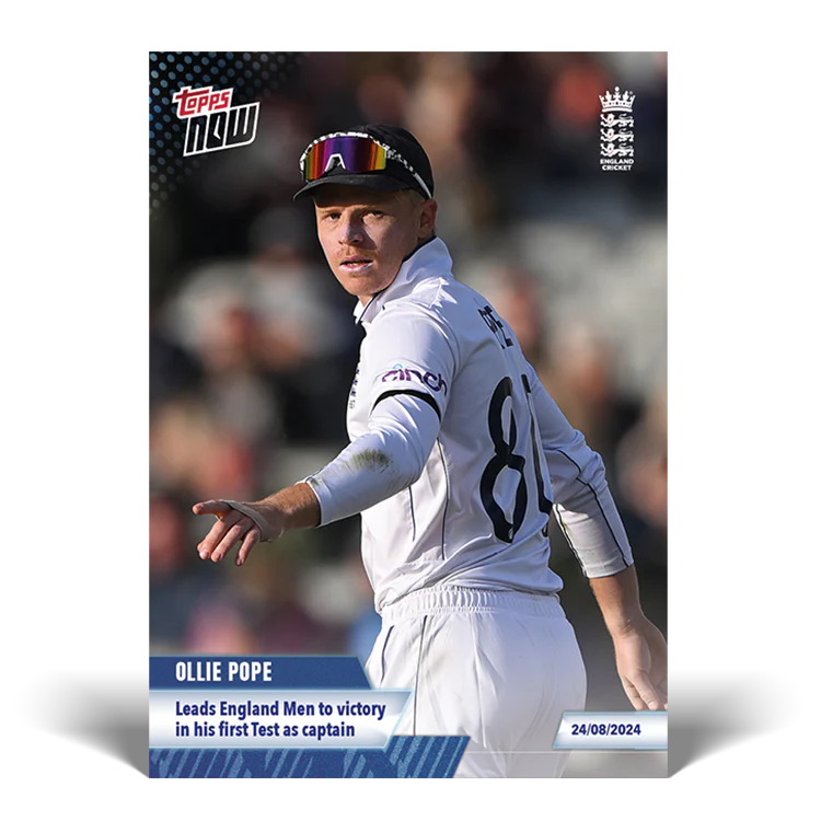 Ollie Pope - Leads England Men to victory in his first Test as captain - 23/24 ECB TOPPS NOW® Card 19