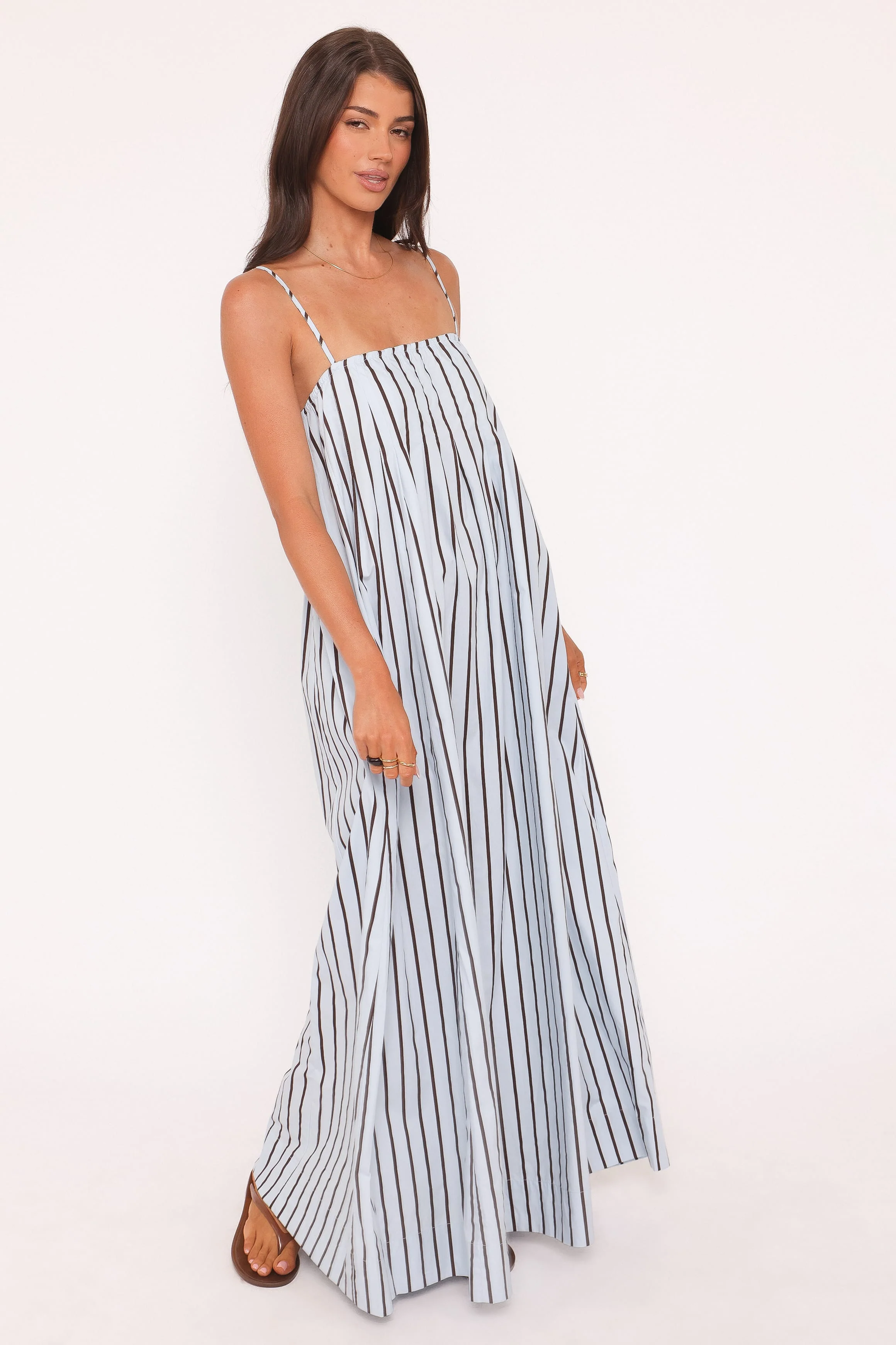 Arletta Maxi Dress - Blue/Brown Stripe