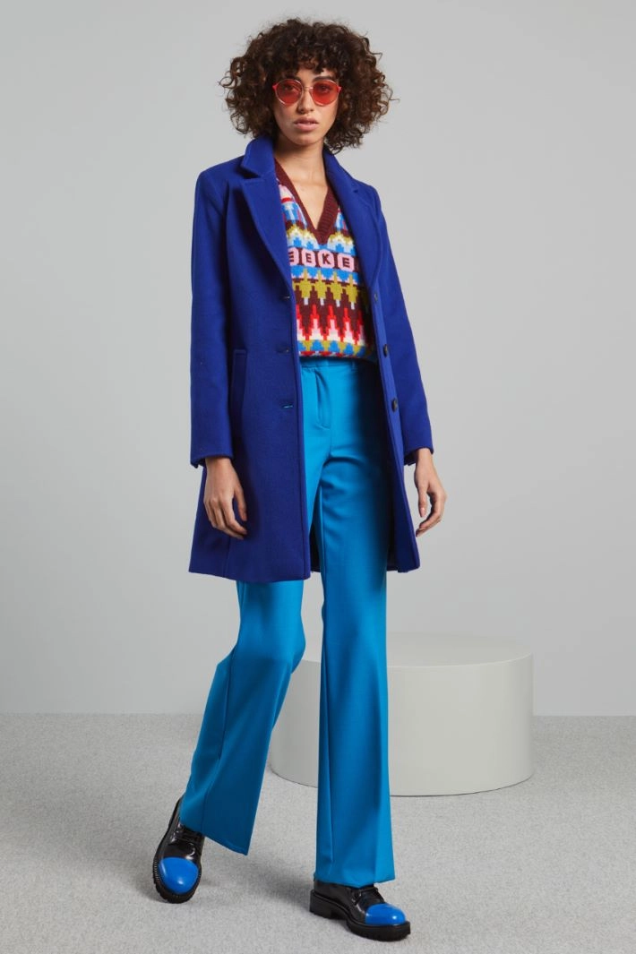 Coat in wool cloth - TURQUOISE