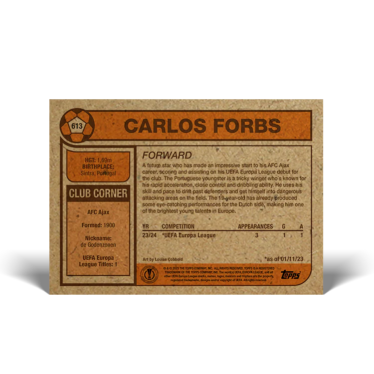 Topps UK - UCC Living Set Card #613 - Carlos Forbs