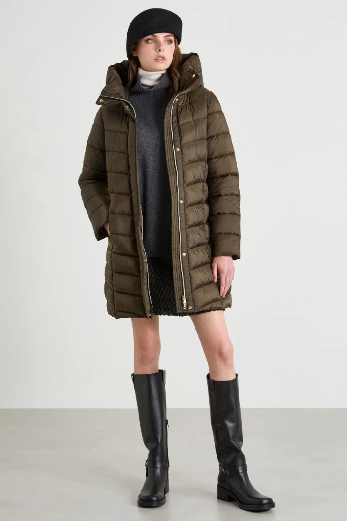 Long quilted jacket - MILITAR GREEN